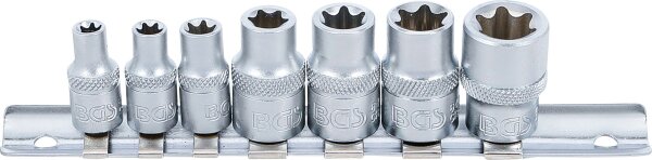 Steckschlüssel-Einsatz-Satz E-Profil | Antrieb Innenvierkant 6,3 mm (1/4") / 10 mm (3/8") | SW E6 - E16 | 7 tlg.