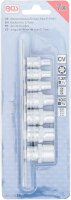 Steckschlüssel-Einsatz-Satz E-Profil | Antrieb Innenvierkant 6,3 mm (1/4") / 10 mm (3/8") | SW E6 - E16 | 7 tlg.