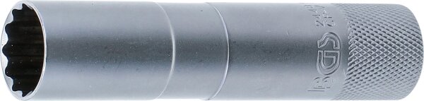 Zündkerzen-Einsatz mit Haltegummi, Zwölfkant, lang | Antrieb Innenvierkant 10 mm (3/8") | SW 16 mm