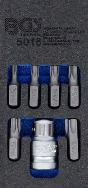 Schraubendreher-Bit-Satz | Antrieb Außensechskant 10 mm (3/8") | T-Profil (für Torx) | 7-tlg.