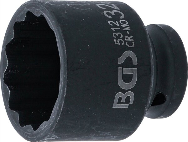 Kraft-Steckschlüssel-Einsatz Zwölfkant | Antrieb Innenvierkant 12,5 mm (1/2") | SW 32 mm