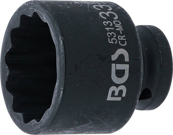 Kraft-Steckschlüssel-Einsatz Zwölfkant | Antrieb Innenvierkant 12,5 mm (1/2") | SW 33 mm