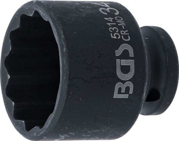 Kraft-Steckschlüssel-Einsatz Zwölfkant | Antrieb Innenvierkant 12,5 mm (1/2") | SW 34 mm