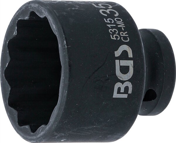 Kraft-Steckschlüssel-Einsatz Zwölfkant | Antrieb Innenvierkant 12,5 mm (1/2") | SW 35 mm