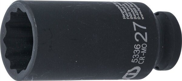 Kraft-Steckschlüssel-Einsatz Zwölfkant, tief | Antrieb Innenvierkant 12,5 mm (1/2") | SW 27 mm