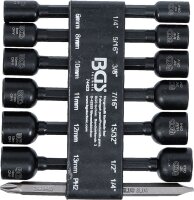 Steckschlüssel-Einsatz-Satz Sechskant | Antrieb Außensechskant 6,3 mm (1/4") | für Bohrmaschinen | SW 1/4 - 1/2", 6 - 13 mm | 14-tlg.