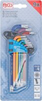 Winkelschlüssel-Satz | Multicolour | T-Profil (für Torx) mit Bohrung und Kugelkopf T10 - T50 | 9-tlg.