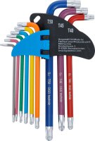Winkelschlüssel-Satz | Multicolour | T-Profil (für Torx) mit Kugelkopf T10 - T50 | 9-tlg.
