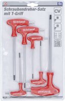 Schraubendreher-Satz mit T-Griff und seitlicher Klinge | T-Profil (für Torx) mit Bohrung T10 - T40 | 6-tlg.
