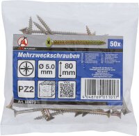 Mehrzweckschrauben | Kreuzschlitz PZ2 | 5,0 x 80 mm | 50...