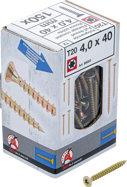 Mehrzweckschrauben | T-Profil (für Torx) T20 | 4,0 x 40 mm | 150 Stück