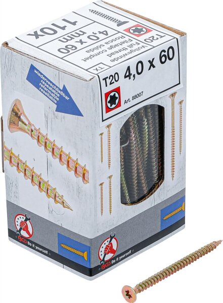 Mehrzweckschrauben | T-Profil (für Torx) T20 | 4,0 x 60 mm | 110 Stück