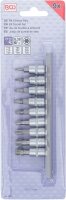 Bit-Einsatz-Satz | Antrieb Innenvierkant 6,3 mm (1/4") | T-Profil (für Torx) T10 - T50 | 9-tlg.