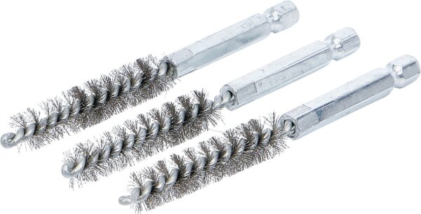 Stahlbürste | 10 mm | Antrieb Außensechskant 6,3 mm (1/4") | 3-tlg.