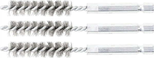 Stahlbürste | 11 mm | Antrieb Außensechskant 6,3 mm (1/4") | 3-tlg.