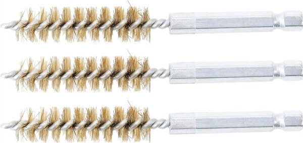 Messingbürste | 12 mm | Antrieb Außensechskant 6,3 mm (1/4") | 3-tlg.