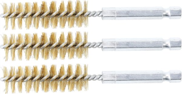 Messingbürste | 15 mm | Antrieb Außensechskant 6,3 mm (1/4") | 3-tlg.