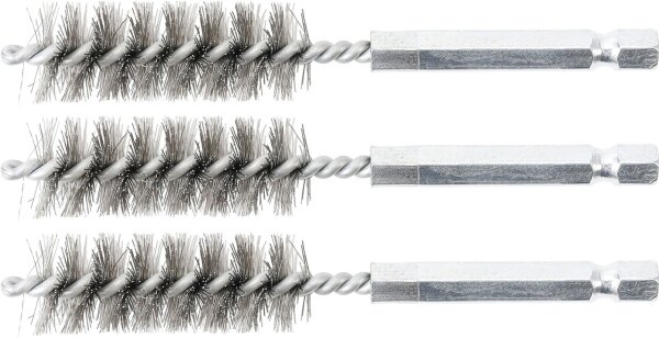 Stahlbürste | 15 mm | Antrieb Außensechskant 6,3 mm (1/4") | 3-tlg.