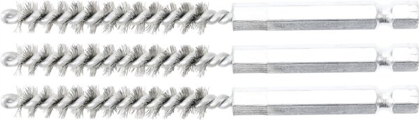 Stahlbürste | 8 mm | Antrieb Außensechskant 6,3 mm (1/4") | 3-tlg.