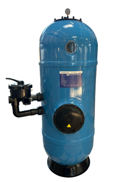 OKU GFK Filterbehälter Atlantica Plus Ø 750 mm mit seitlichen Düsenplatten komplett mit 6-Wege-Side-Mount-Ventil 2" IG