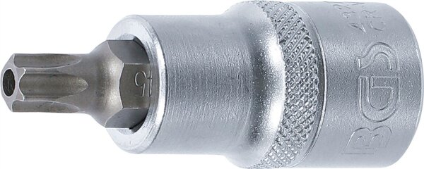 Bit-Einsatz | Antrieb Innenvierkant 12,5 mm (1/2") | T-Profil (für Torx) mit Bohrung T45