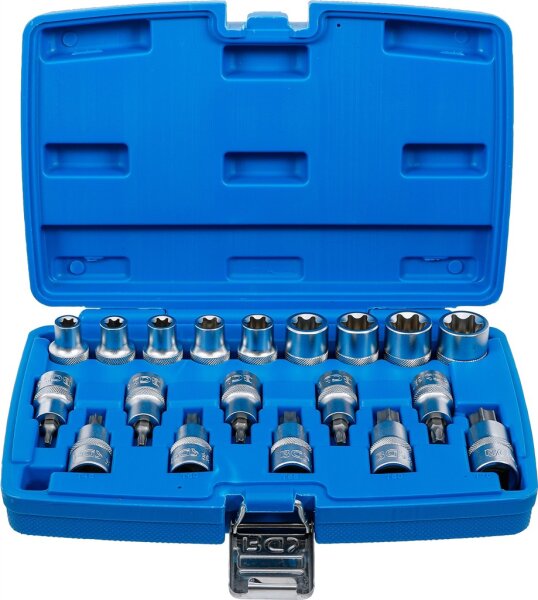 Bit-Einsatz-/Steckschlüssel-Einsatz-Satz | Antrieb Innenvierkant 12,5 mm (1/2") | E-Profil / T-Profil (für Torx) | 19-tlg.