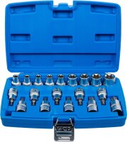 Bit-Einsatz-/Steckschlüssel-Einsatz-Satz | Antrieb Innenvierkant 12,5 mm (1/2") | E-Profil / T-Profil (für Torx) | 19-tlg.
