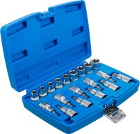 Bit-Einsatz-/Steckschlüssel-Einsatz-Satz | Antrieb Innenvierkant 12,5 mm (1/2") | E-Profil / T-Profil (für Torx) | 19-tlg.