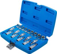 Bit-Einsatz-/Steckschlüssel-Einsatz-Satz | Antrieb Innenvierkant 12,5 mm (1/2") | E-Profil / T-Profil (für Torx) | 19-tlg.