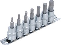 Bit-Einsatz-Satz | Antrieb Innenvierkant 10 mm (3/8") | Innensechskant 1/8" - 3/8" | Zollgrößen | 7-tlg.