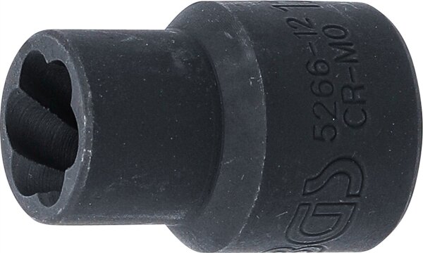 Spiral-Profil-Steckschlüssel-Einsatz / Schraubenausdreher | Antrieb Innenvierkant 12,5 mm (1/2") | SW 12 mm