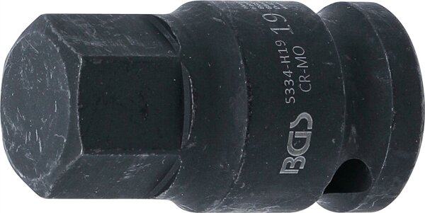 Kraft-Bit-Einsatz | Länge 42 mm | Antrieb Innenvierkant 12,5 mm (1/2") | Innensechskant 19 mm