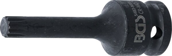 Kraft-Bit-Einsatz | Länge 75 mm | Antrieb Innenvierkant 12,5 mm (1/2") | Innenvielzahn (für XZN) M10
