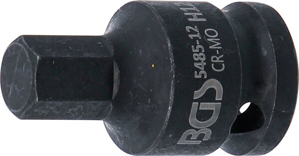 Kraft-Bit-Einsatz | Länge 42 mm | Antrieb Innenvierkant 12,5 mm (1/2") | Innensechskant 12 mm