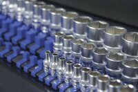 Aufsteckschienen-Set für Steckschlüssel-Einsätze | mit 80 Clips | für Einsätze 6,3 mm (1/4"), 10 mm (3/8"), 12,5 mm (1/2")