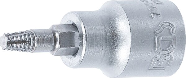 Schraubenausdreher-Bit-Einsatz | Antrieb Innenvierkant 10 mm (3/8") | für defektes T-Profil (für Torx) T25