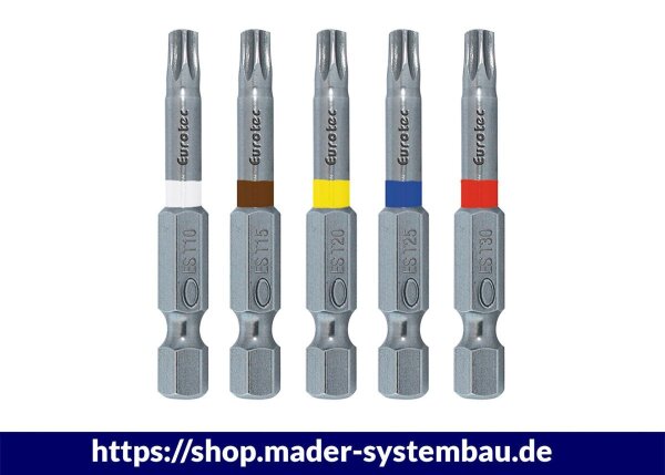 Eurotec Bit-Set 50 mm Edelstahl; TX 20 gelb VE:20