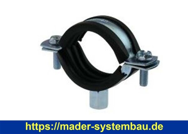 OKU Schraubrohrschelle verzinkt mit Gummieinlage 1/2" mit 1x Sechskantschraube M8 x 20 DIN 933 V2A