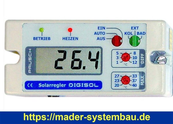 OKU Digisol: Differenztemperaturregler mit großer Digitalanzeige und Maximaltemperaturbegrenzung