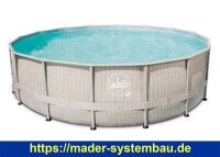 Frame Pool Ø 427 x 107 cm Rattanoptik hellgrau  (...