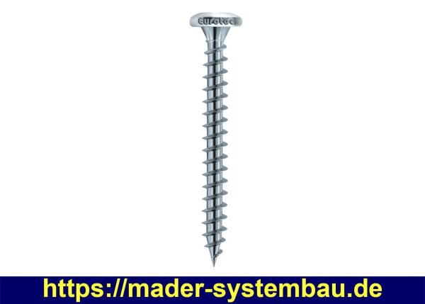 Eurotec Spanplattenschraube Panhead; Stahl blau verzinkt; TX15 4,0 x 60 mm VE:200