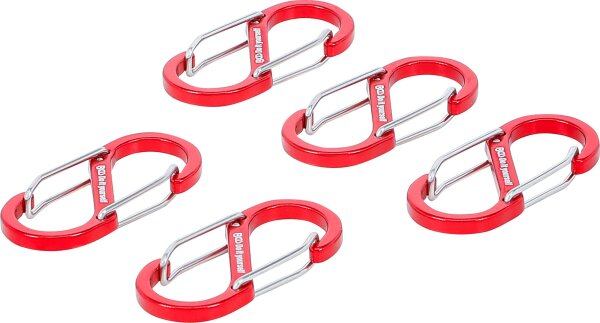 Karabinerhaken-Sortiment mit Doppelöffnung | Aluminium | 5-tlg.
